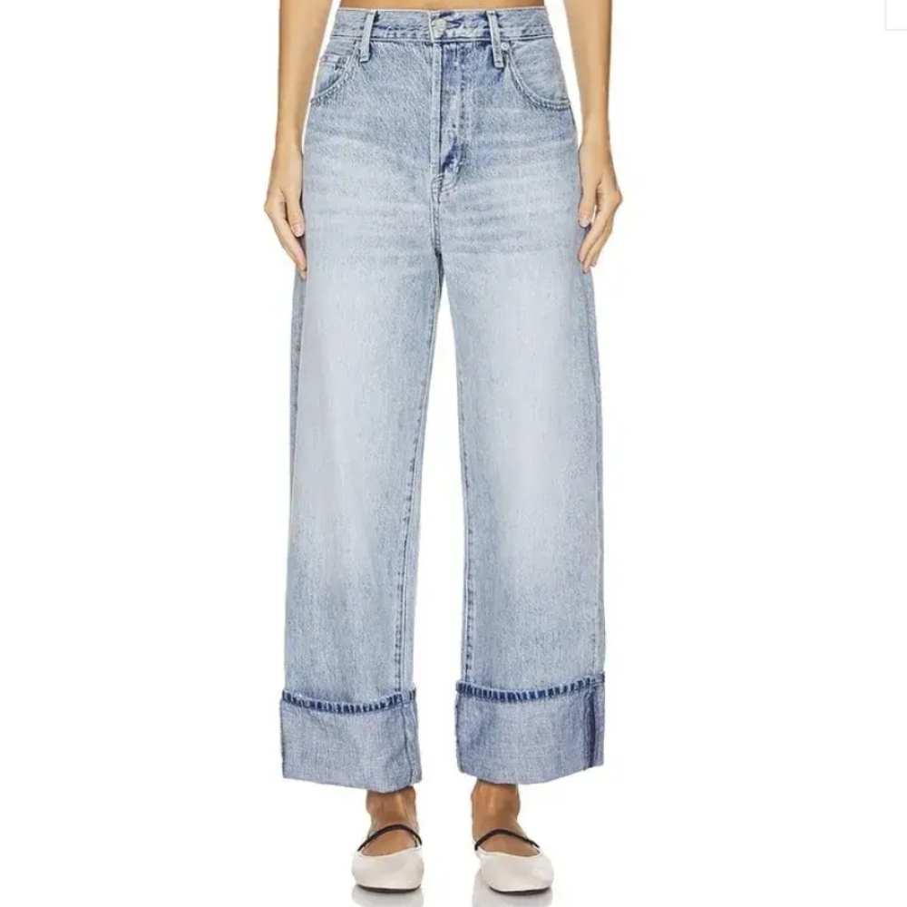 pistola Light Wash Wide Leg Cuffed Jeans